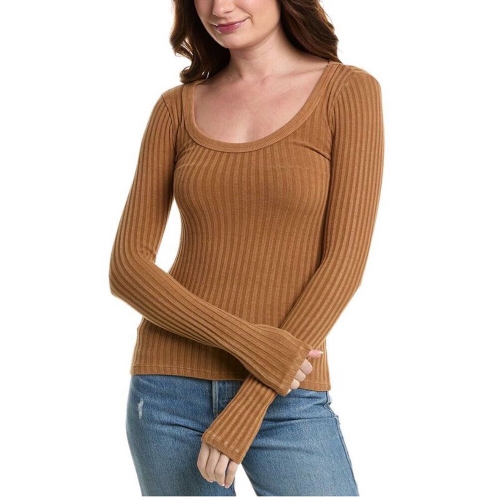 Project Social T What’s The Scoop Ribbed tee in gold